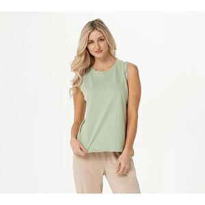 AnyBody Womens 3X Organic Cotton Jersey Tank Green Curved Hi Low Hem NWT